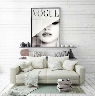 Постер - Vogue Обложка Белая Шапка, 60 x 90 см, Постер в раме, Личности