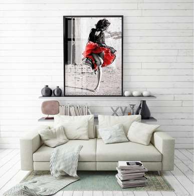 Постер - Красная юбка, 60 x 90 см, Постер на Стекле в раме