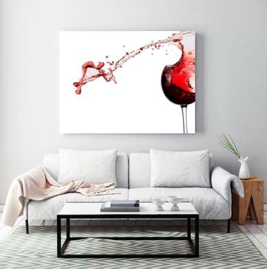 Постер - Бокал с красным вином с брызгами, 90 x 60 см, Постер в раме, Минимализм
