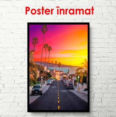 Poster - Apus de soare în Miami, 60 x 90 см, Poster înrămat