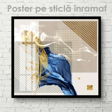 Постер - Золотое перо, 100 x 100 см, Постер на Стекле в раме, Гламур