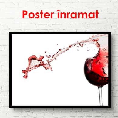 Poster - Paharul de vin roșu cu stropi, 90 x 60 см, Poster înrămat