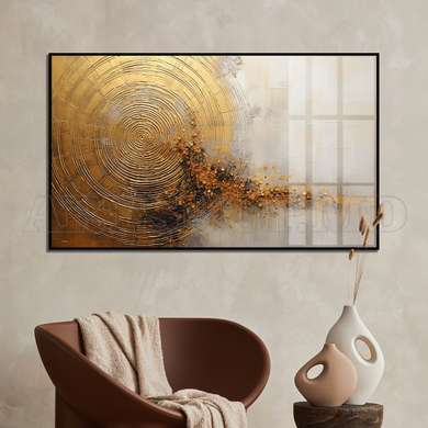 Poster - Golden circles, 60 x 30 см, Canvas on frame, Abstract