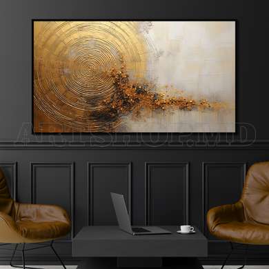 Poster - Golden circles, 60 x 30 см, Canvas on frame, Abstract