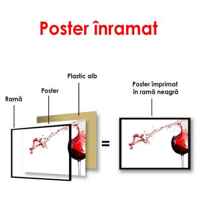 Постер - Бокал с красным вином с брызгами, 90 x 60 см, Постер в раме, Минимализм