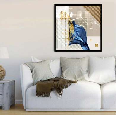 Постер - Золотое перо, 100 x 100 см, Постер на Стекле в раме, Гламур