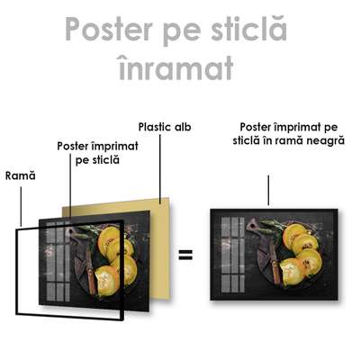 Poster - Estetic- Pepene galben, 90 x 60 см, Poster inramat pe sticla