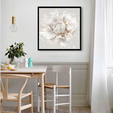 Poster - Delicate flower with golden details, 40 x 40 см, Canvas on frame, Flowers