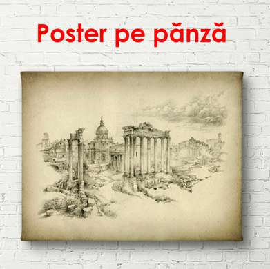 Poster - Orașul pictat, 90 x 60 см, Poster înrămat, Vintage