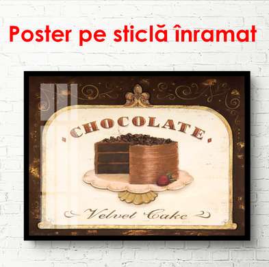 Poster - Chocolate cake on the table, 90 x 60 см, Framed poster, Provence