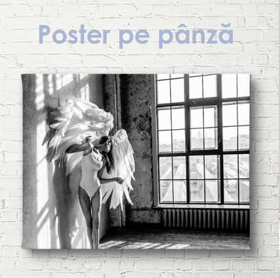 Poster - Înger în sala de balet, 45 x 30 см, Panza pe cadru, Alb Negru