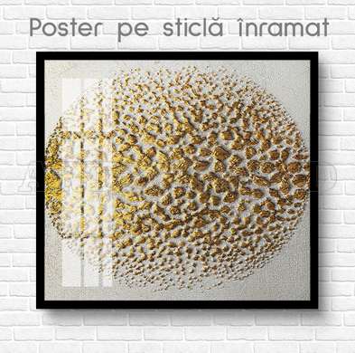 Poster - Cerc de aur punctat, 40 x 40 см, Panza pe cadru, Abstracție