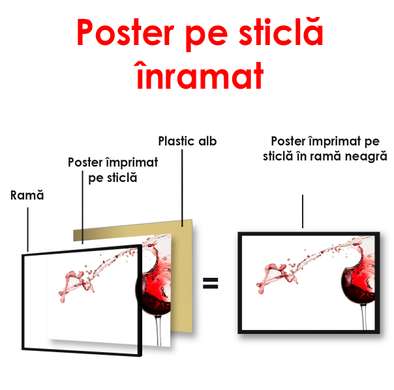 Poster - Paharul de vin roșu cu stropi, 90 x 60 см, Poster înrămat