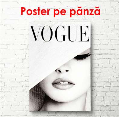 Poster - Coperta Vogue cu pălăria albă, 60 x 90 см, Poster înrămat, Persoane Celebre