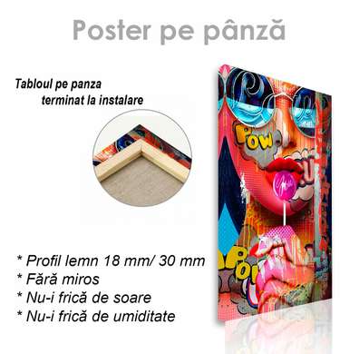 Poster - Fata cu chupa-cups, 30 x 60 см, Panza pe cadru