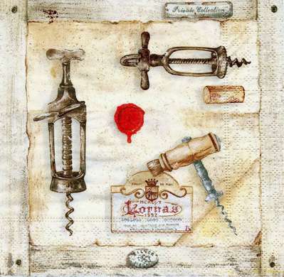 Poster - Painting with wine corkscrews, 100 x 100 см, Framed poster, Provence