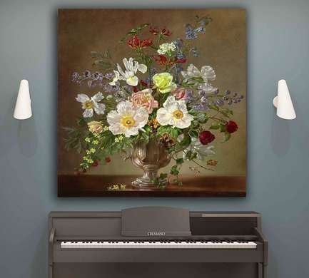 Poster - Bouquet of bright flowers, 40 x 40 см, Canvas on frame, Art