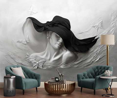 3D Decorative Standing Lady Wallpaper for Wall  Myindianthings