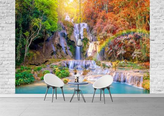 Wall Mural - Waterfall on the background of the tropical forest