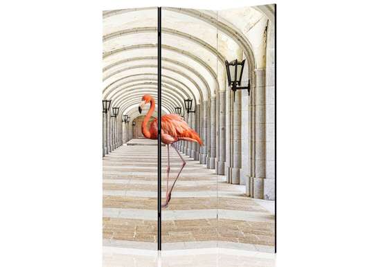 Screen - Flamigo pink in a tunnel with Greek columns, 7