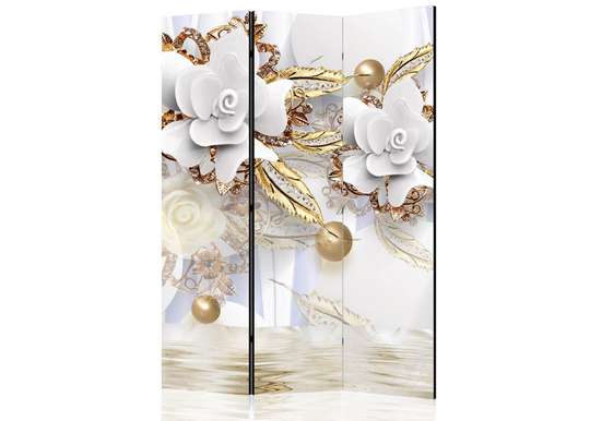 Screen - Flowers from precious stones and swans on a background of water, 7