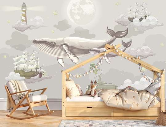 Photo wallpaper for the nursery, "World of Dreams" in beige shades