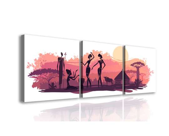 Modular picture, Sunset burgundy with silhouettes.