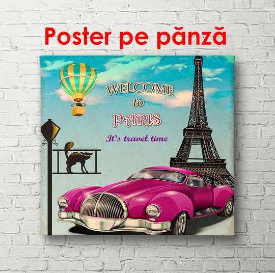 Poster - Welcome to Paris, 100 x 100 см, Framed poster