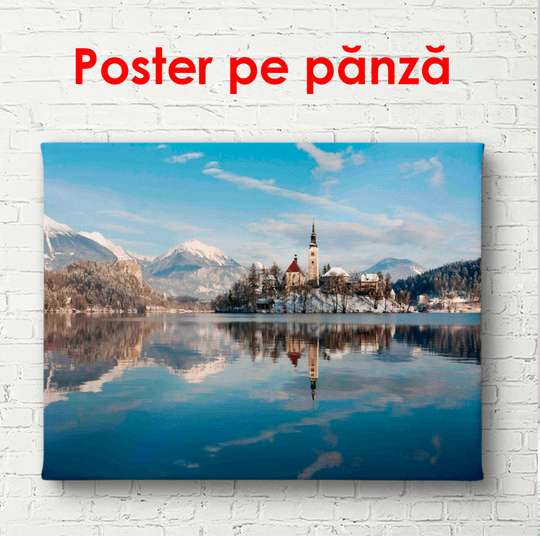 Poster - Landscape reflected in the lake, 90 x 60 см, Framed poster