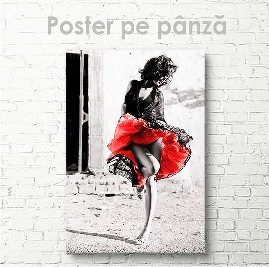 Постер - Красная юбка, 30 x 45 см, Холст на подрамнике, Ню