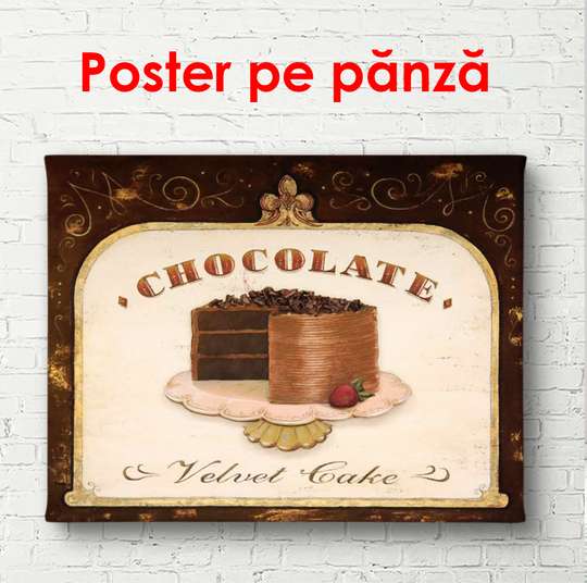 Poster - Tortul de ciocolată pe masa, 90 x 60 см, Poster înrămat