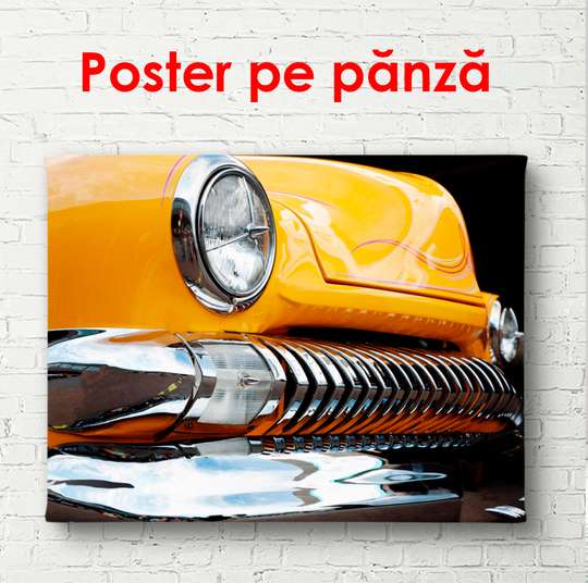 Poster - Yellow retro car, 90 x 60 см, Framed poster