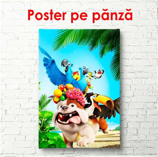 Poster - Animale într-un parc tropical, 60 x 90 см, Poster înrămat, Pentru Copii