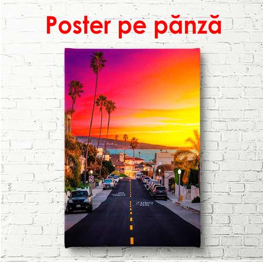 Постер - Закат солнца в Майами, 60 x 90 см, Постер в раме