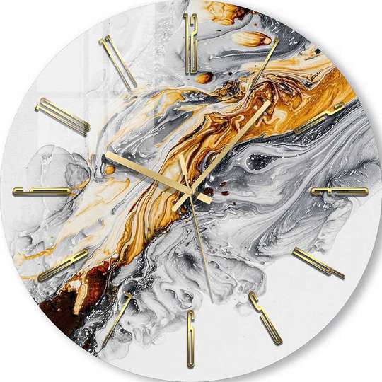 Glass clock - Gold with gray, 40cm