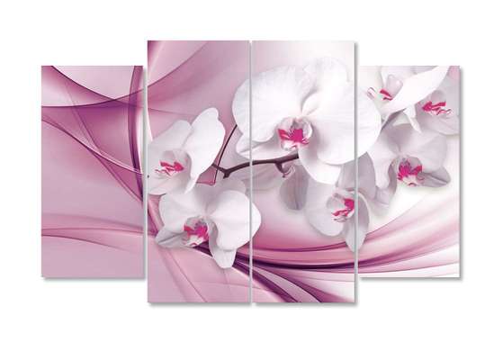Modular picture, Orchid on a burgundy background., 198 x 115
