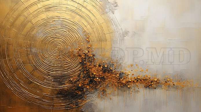 Poster - Golden circles, 60 x 30 см, Canvas on frame, Abstract