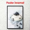 Poster - Ceașcă albă cu fructe de pădure, 60 x 90 см, Poster inramat pe sticla, Minimalism