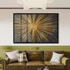 Poster - Gold Abstract Sun, 90 x 60 см, Framed poster on glass, Abstract