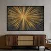 Poster - Gold Abstract Sun, 90 x 60 см, Framed poster on glass, Abstract