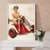 Poster - Marilyn Monroe and a sports car, 60 x 90 см, Framed poster on glass, Famous People