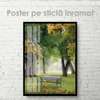Poster - Bench in the park, 60 x 90 см, Framed poster on glass, Nature