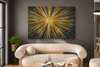 Poster - Gold Abstract Sun, 90 x 60 см, Framed poster on glass, Abstract