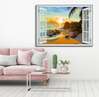 Wall Decal - Window overlooking the dock at sunset, Window imitation