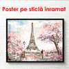 Poster - Parisul frumos cu vedere la Turnul Eiffel la răsărit, 90 x 60 см, Poster înrămat