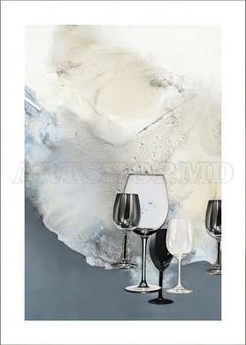 Poster - Abstract Wine Glass, 30 x 45 см, Canvas on frame, Food and Drinks