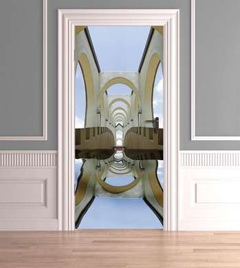 Stickere 3D pentru uși, Clădire abstractă, 60 x 90cm, Autocolant pentru Usi