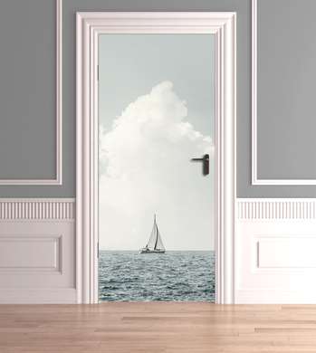 3Д наклейка на дверь, Яхта, 60 x 90cm, Наклейка на Дверь