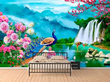 Wall Mural - Peacock in mountain paradise