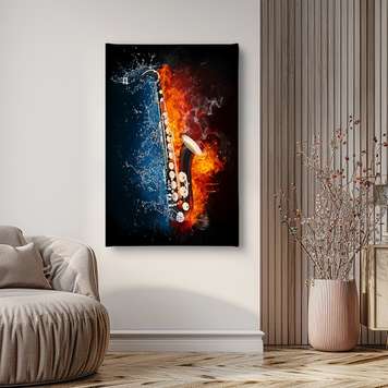 Poster - Saxophone on a bright background, 60 x 90 см, Framed poster, Music